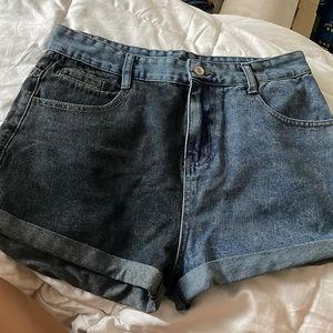 shein split dye jean shorts